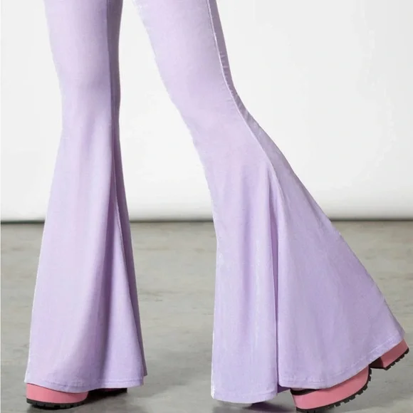 Killstar Pastel Lilac Moondance Bell Bottom Pants Size XL - Picture 4 of 10